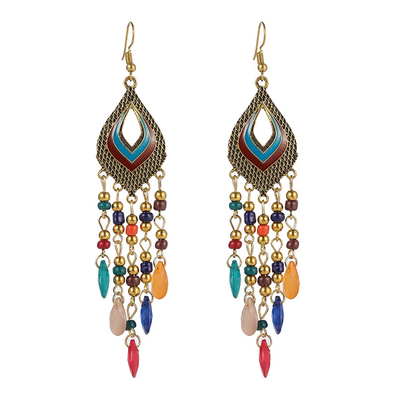 Bông Tai Hình Giọt Nước Phong Cách Dân Tộc Thời Trang 2022