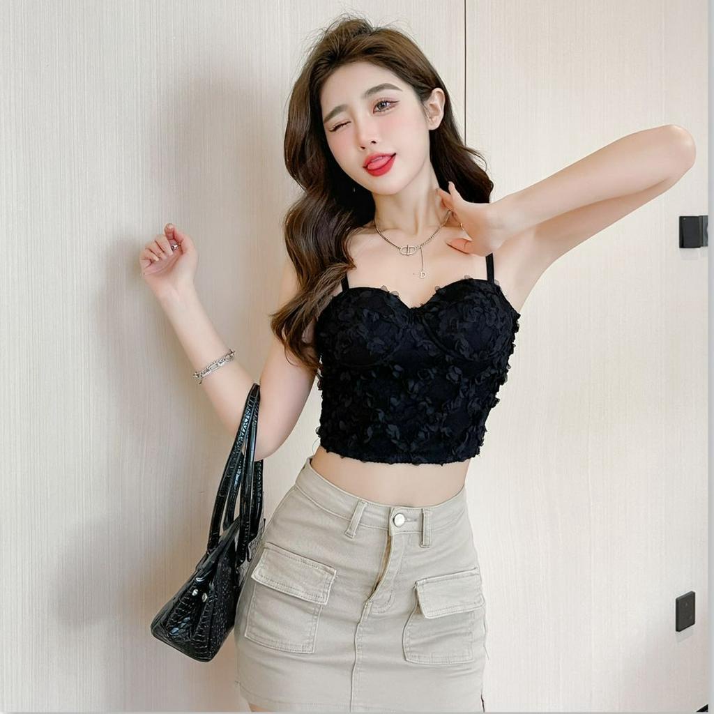 Áo 2 dây ren hoa cao cấp - Áo bra nữ mút mỏng cúp ngực quyến rũ ZANABRA B1905