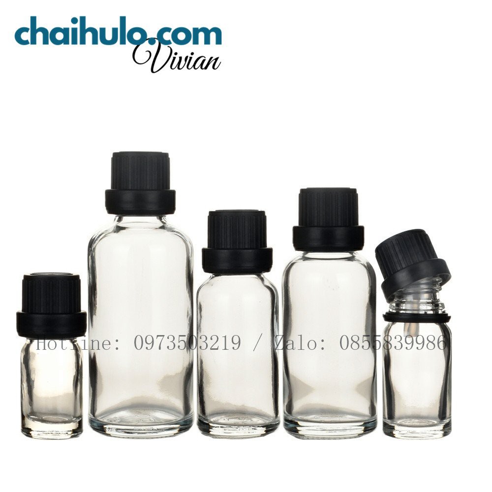 Combo 10 Vỏ chai đựng tinh dầu 20ml nhỏ giọt thân thuỷ tinh