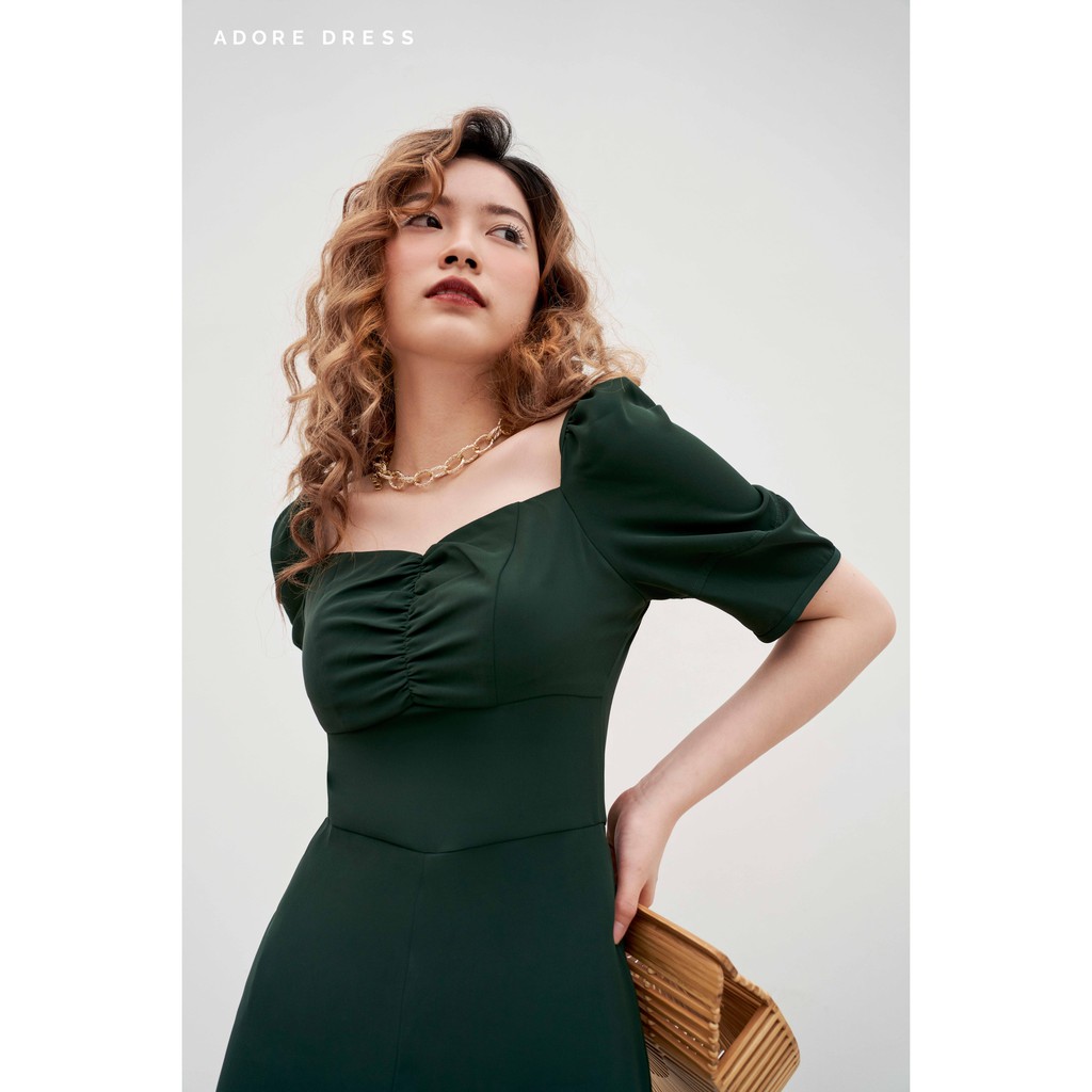 Jumsuit tay cộc quần lửng rút dúm ngực màu rêu 1JS1001 | BigBuy360 - bigbuy360.vn