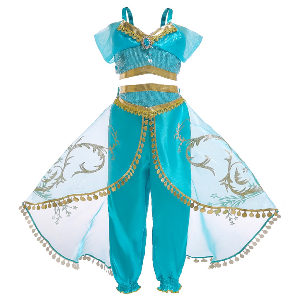 Children Dancer Costume Halloween Aladdin Princess Jasmine Cosplay Costume  for Halloween Christmas Birthday Party Cosplay Gift