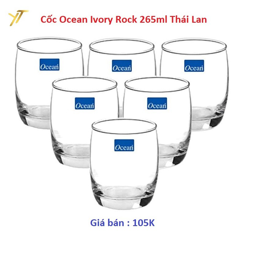 Cốc thủy tinh Ocean Ivory Rock 265ml (Bộ 6 chiếc)