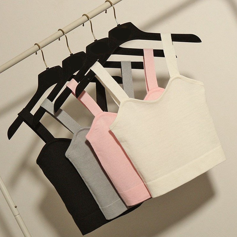 MYQUEEN Áo hai dây màu trơn trẻ trung thời trang