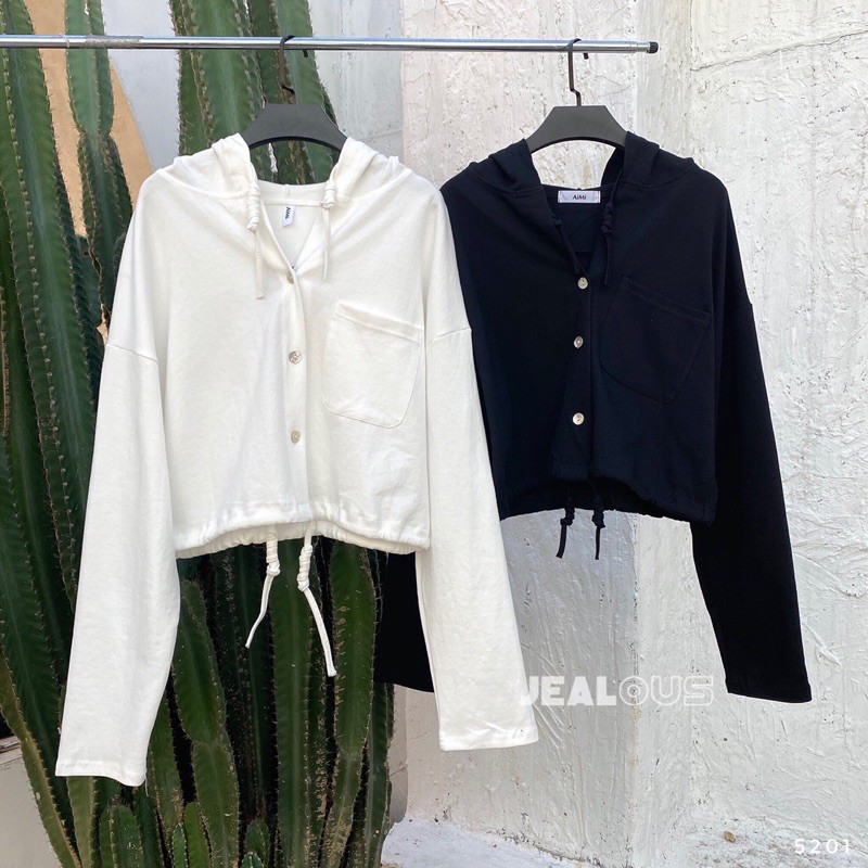 Áo hoodie croptop có dây rút mác Aimi 5201 | BigBuy360 - bigbuy360.vn