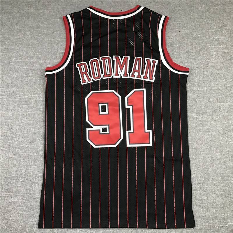 Áo thun bóng rổ NBA Jersey Chicago Bulls No.91 Rodman màu đen kích thước lớn