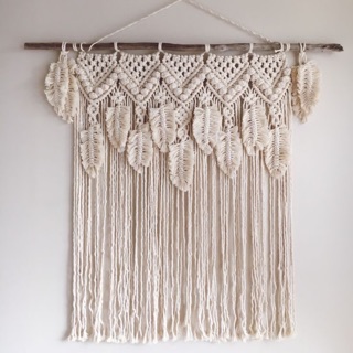 Rèm macrame lá vintage màu ngà ngang 1m
