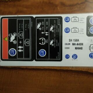 Bộ tem thông số SH 150 Ý