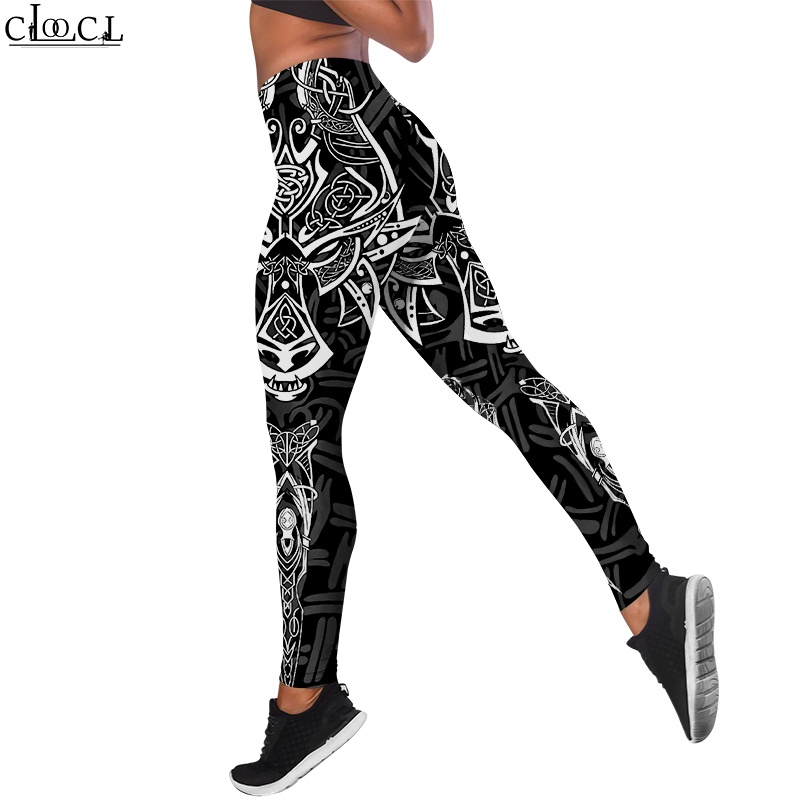 CLOOCL Quần Jogger Eo Cao Co Giãn In Bộ Sưu Tập Viking Dành Cho Nữ