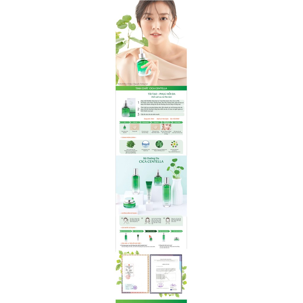 Tinh chất BEAUSKIN chiết xuất từ rau má CICA CENTELLA 30ml