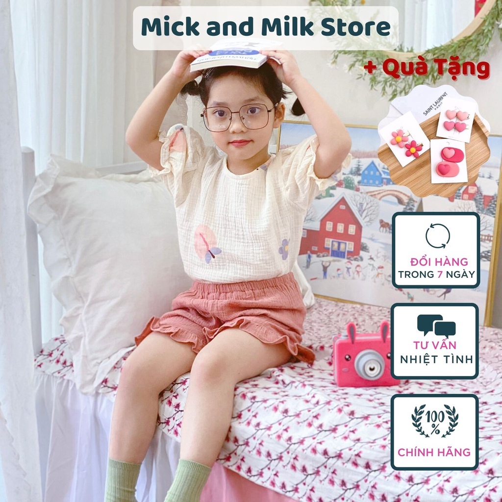 Đồ Bộ Cho Bé Mick and Milk 1,2,3,4,5,6 Tuổi Set Áo Quần Trẻ Em Màu Hồng Cho Bé Đi Học Đi Chơi