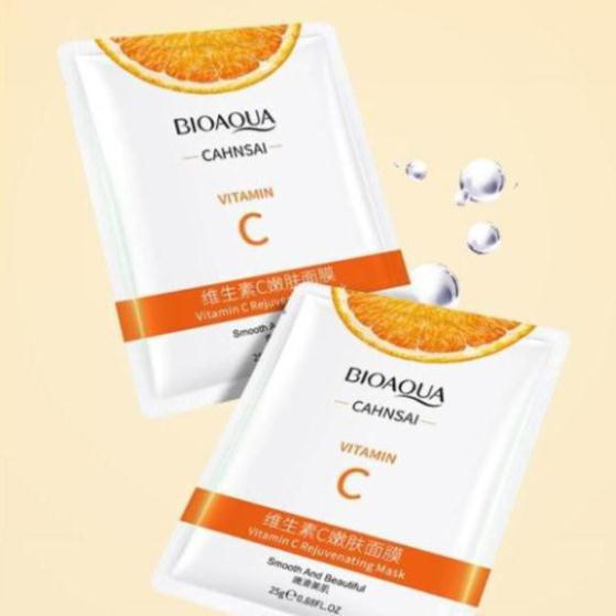 Mặt nạ vitamin C cấp ẩm dưỡng trắng da chiết suất cam vàng mask nội địa trung bioaqua