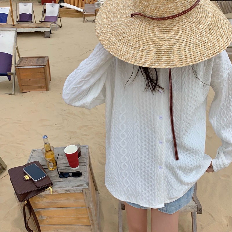 Áo Sơ Mi Trắng Tay Dài Dáng Rộng Cổ Bẻ Thời Trang Dành Cho Nữ