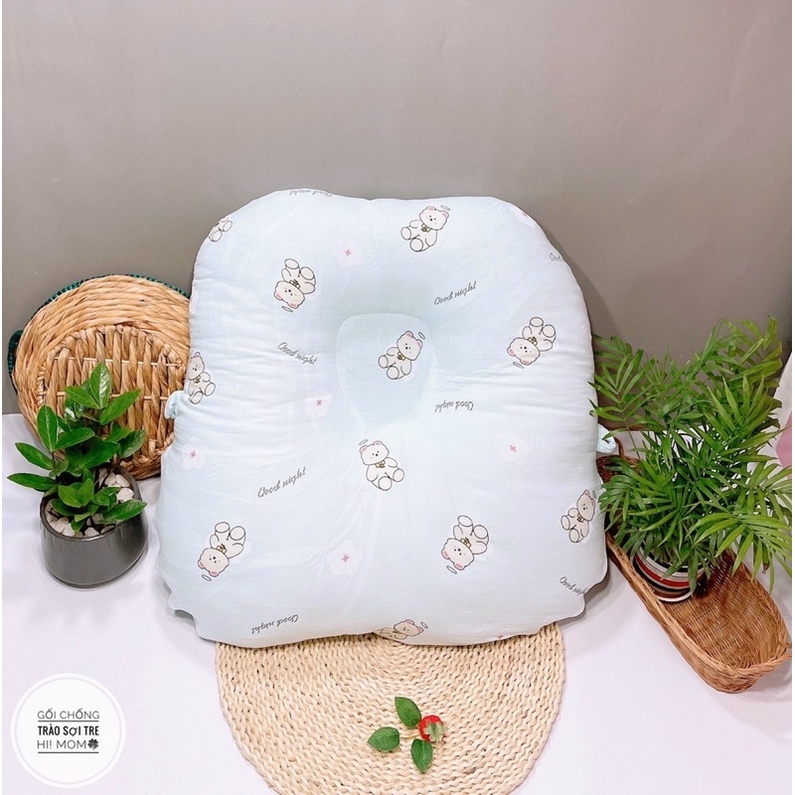 Gối chống chào ngược vải xô Muslin cao cấp oganic Himom cho bé