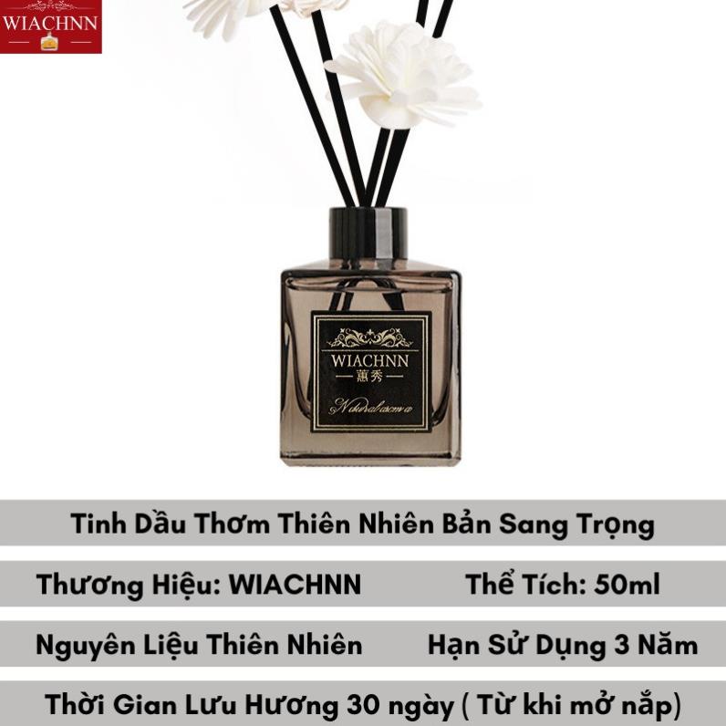 Tinh dầu thơm phòng Wiachnn 50ml bản sang trọng để phòng que gỗ khuếch tán thanh lọc khử mùi không khí
