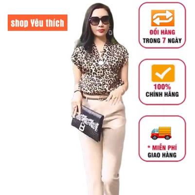 Áo sơ mi nữ tay cộc, áo nữ da báo vải lụa tằm mềm không nhăn được đổi trả miễn phí TA135- thuobama