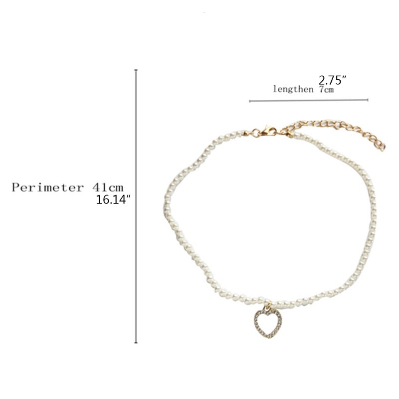 Vòng cổ choker đính ngọc trai nhân tạo hình trái tim sang trọng