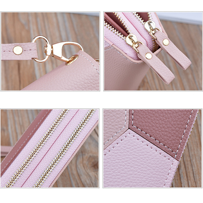 KAITIFEI Ví dài chất da PU hợp thời trang xinh xắn cho nữ 3 màu tùy chọn