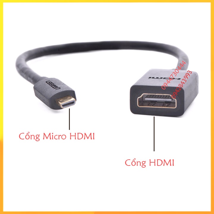 Cáp chuyển đổi Micro HDMI sang HDMI dài 20cm chính hãng Ugreen_adapternguongiare