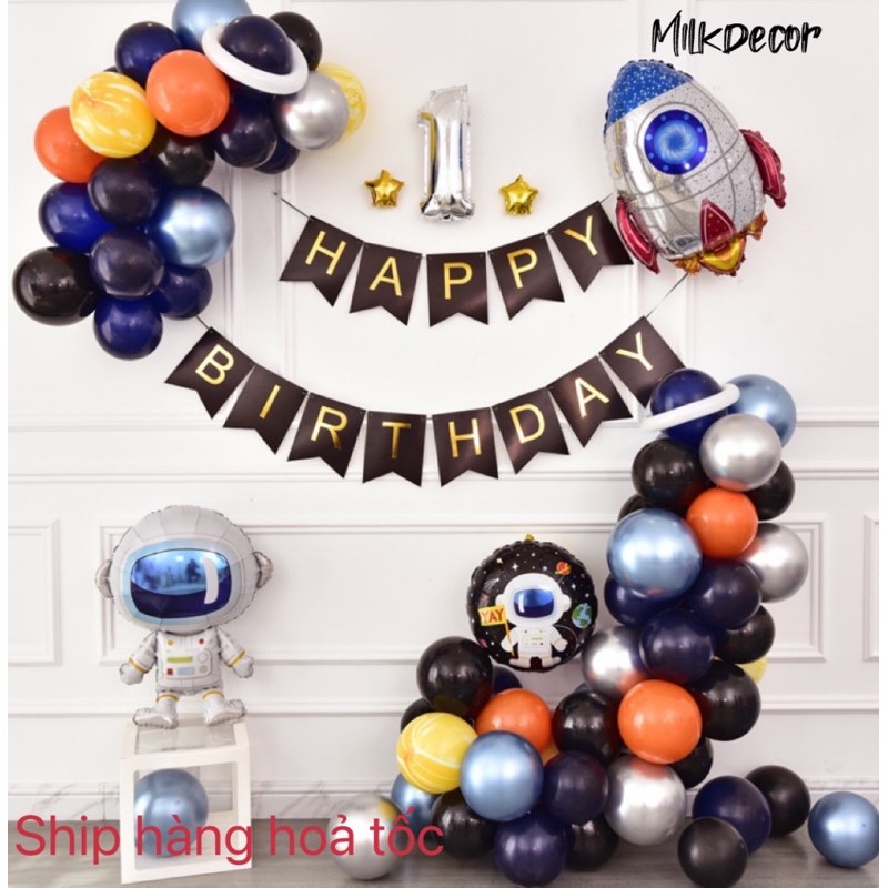 Bộ Bóng Bay Trang Trí Sinh Nhật PK03 Tông Màu Xanh Đủ Phụ Kiện