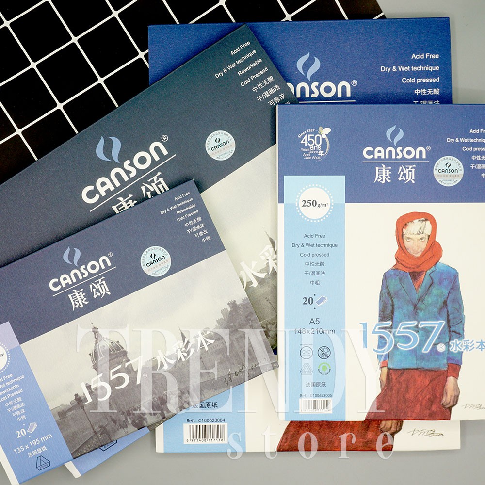Giấy vẽ màu nước Canson 1557 size A5/A4
