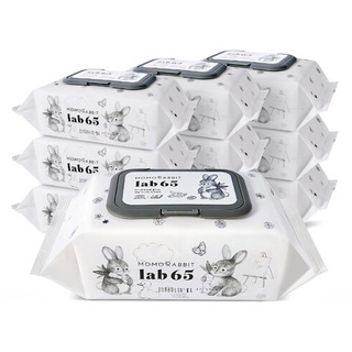 Khăn giấy ướt momo rabbit lab65 có nắp 72 tờ
