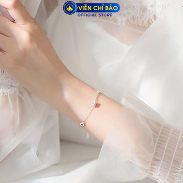 Lắc tay bạc nữ mặt trụ trắng chất liệu bạc S925 trẻ trung cá tính Viễn Chí Bảo L400670