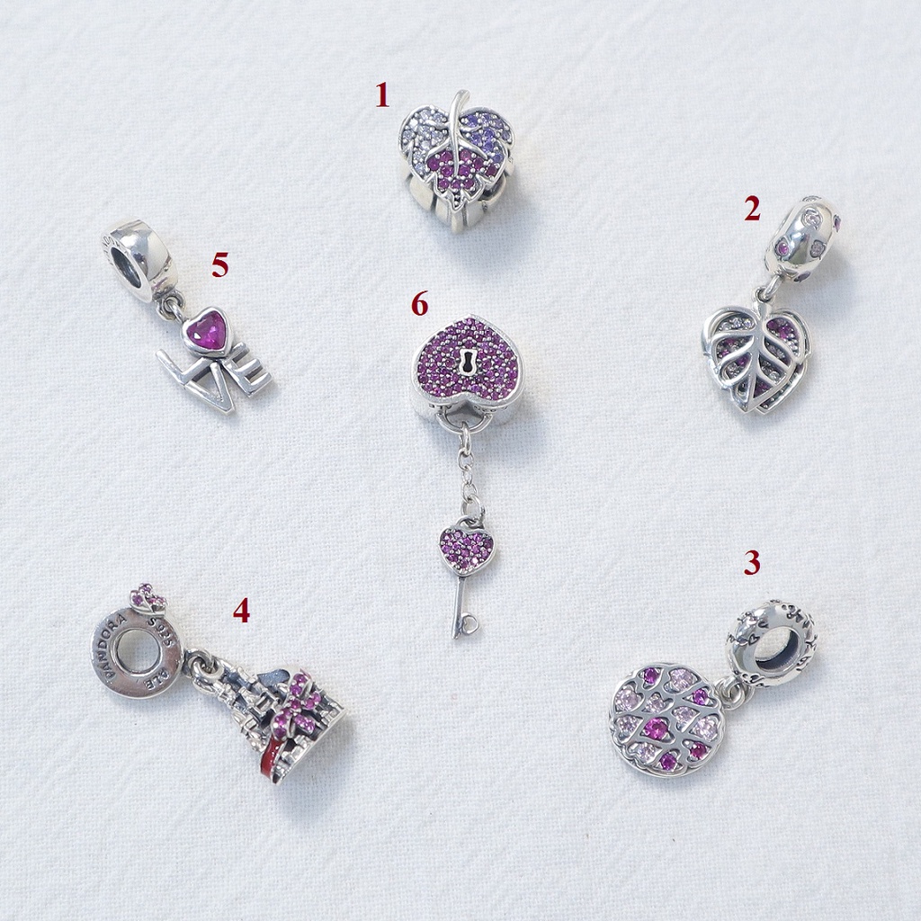 Charm cầu tim hồng- S925 cao cấp- Trang sức bạc Venus