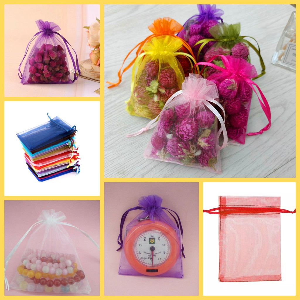 Combo 20 túi vải voan lưới túi thơm có dây rút vải kích thước 9x12cm