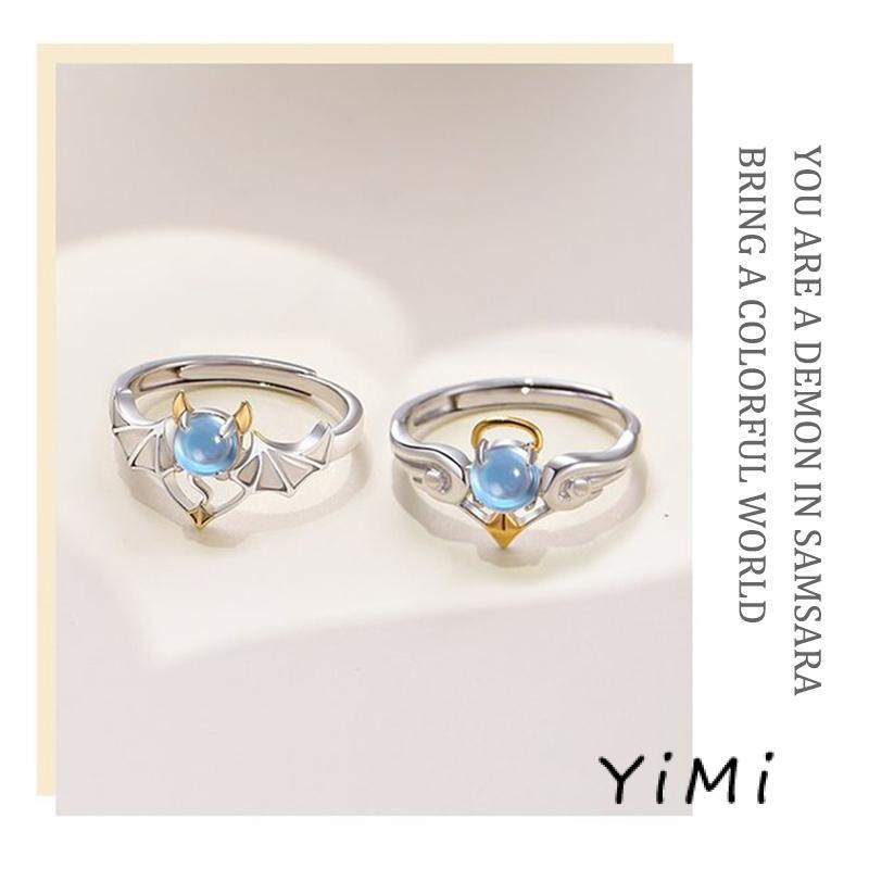 Nhẫn Mạ Bạc 925 Mặt Hình Thiên Thần Đính Đá Mặt Trăng Thời Trang Cho Nữ