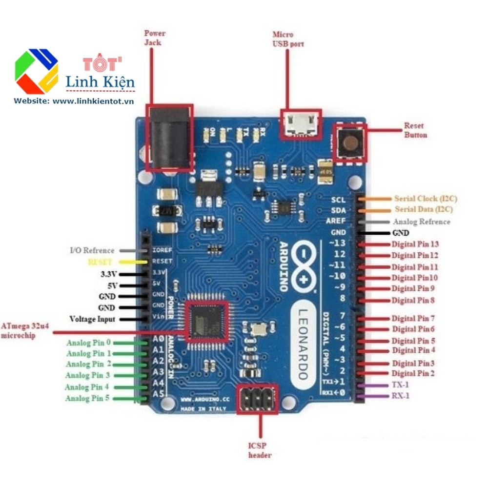 Arduino Leonardo ATmega32u4 - tặng kèm cáp dữ kiệu