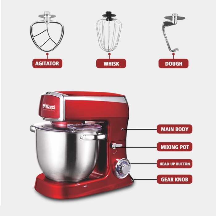 Máy trộn bột, đánh trứng dung tích 8 lít cao cấp hãng DSP mã KM3051 có 6 mức độ vận hành - CHÍNH HÃNG BẢO HÀNH 12 THÁNG