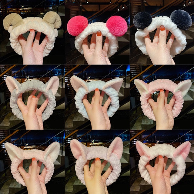 Băng đô rửa mặt bờm tóc nữ tai mèo gấu thỏ vải cute đẹp cá tính Hàn Quốc BD1