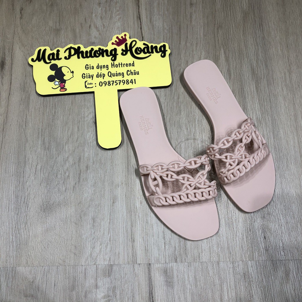Dép lê nữ hai quai xích đế bệt hot trend
