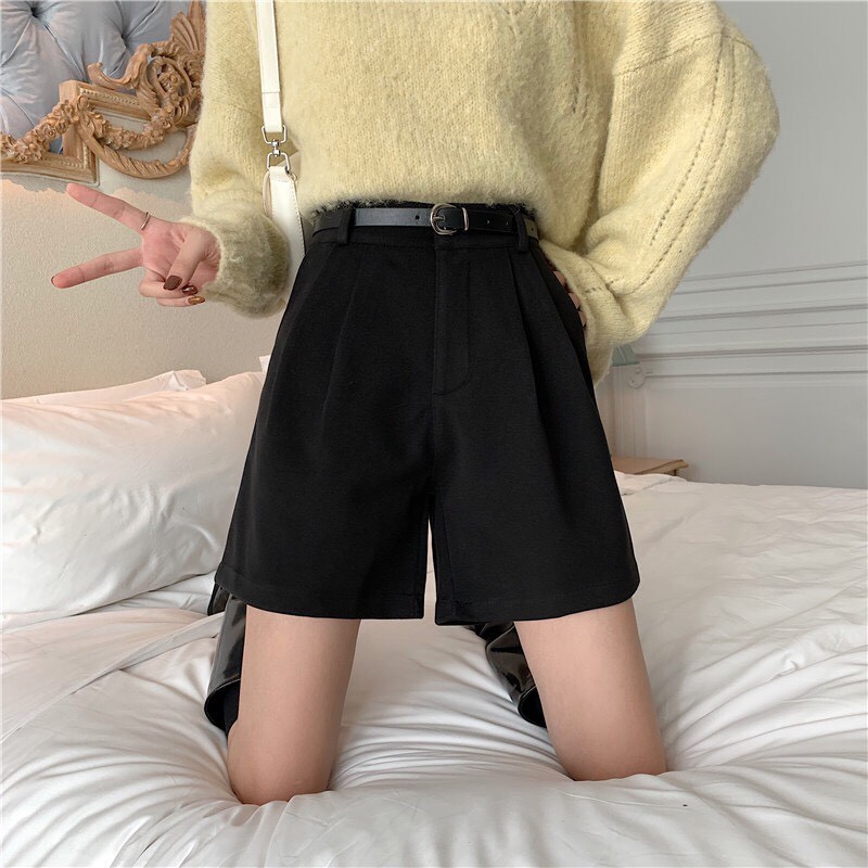 Quần Short Ngố Đen BACA kéo khóa Basic dễ phối đồ