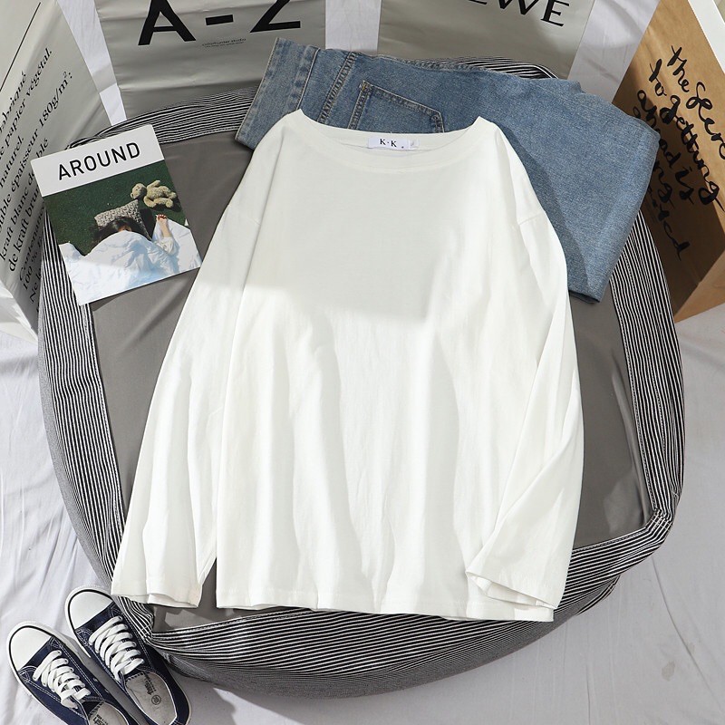 [SALE SHOCK] áo phông trơn tay dài phom rộng dáng unisex trend 2021 | BigBuy360 - bigbuy360.vn