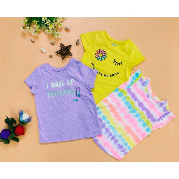 [Size 3-24M] Áo thun bé gái xuất dư sơ sinh đến 2 tuổi áo bé gái ngắn tay 3kg-12kg - 3M 6M 9M 12M 18M 2T AGG AGS