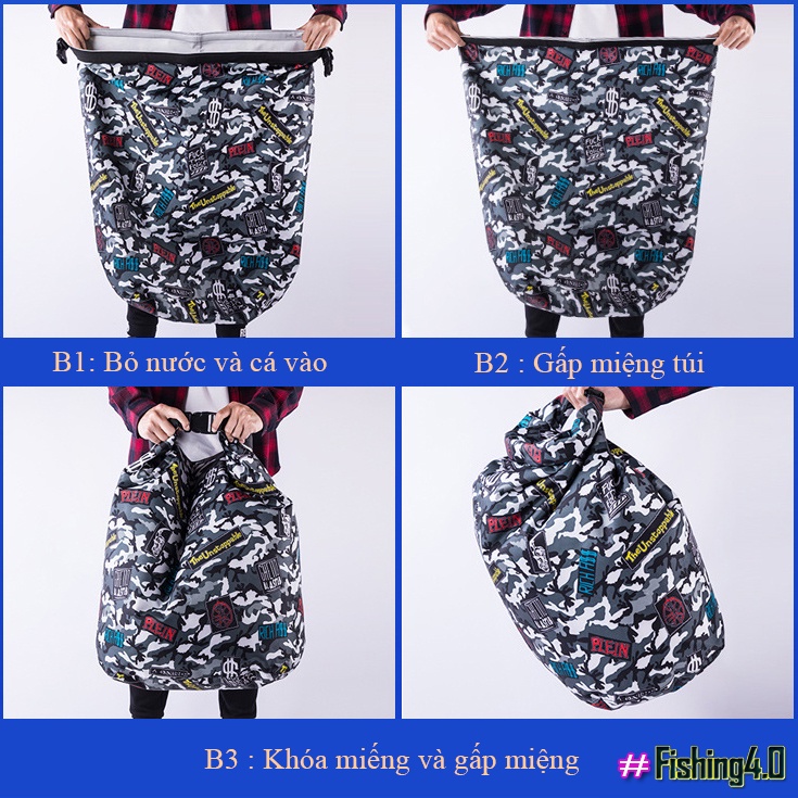 Túi Đựng Cá Rằn Ri Gấp Gọn, Thùng Đựng Câu Cá Tiện Lợi - Túi đựng cá sống câu lure - AA27