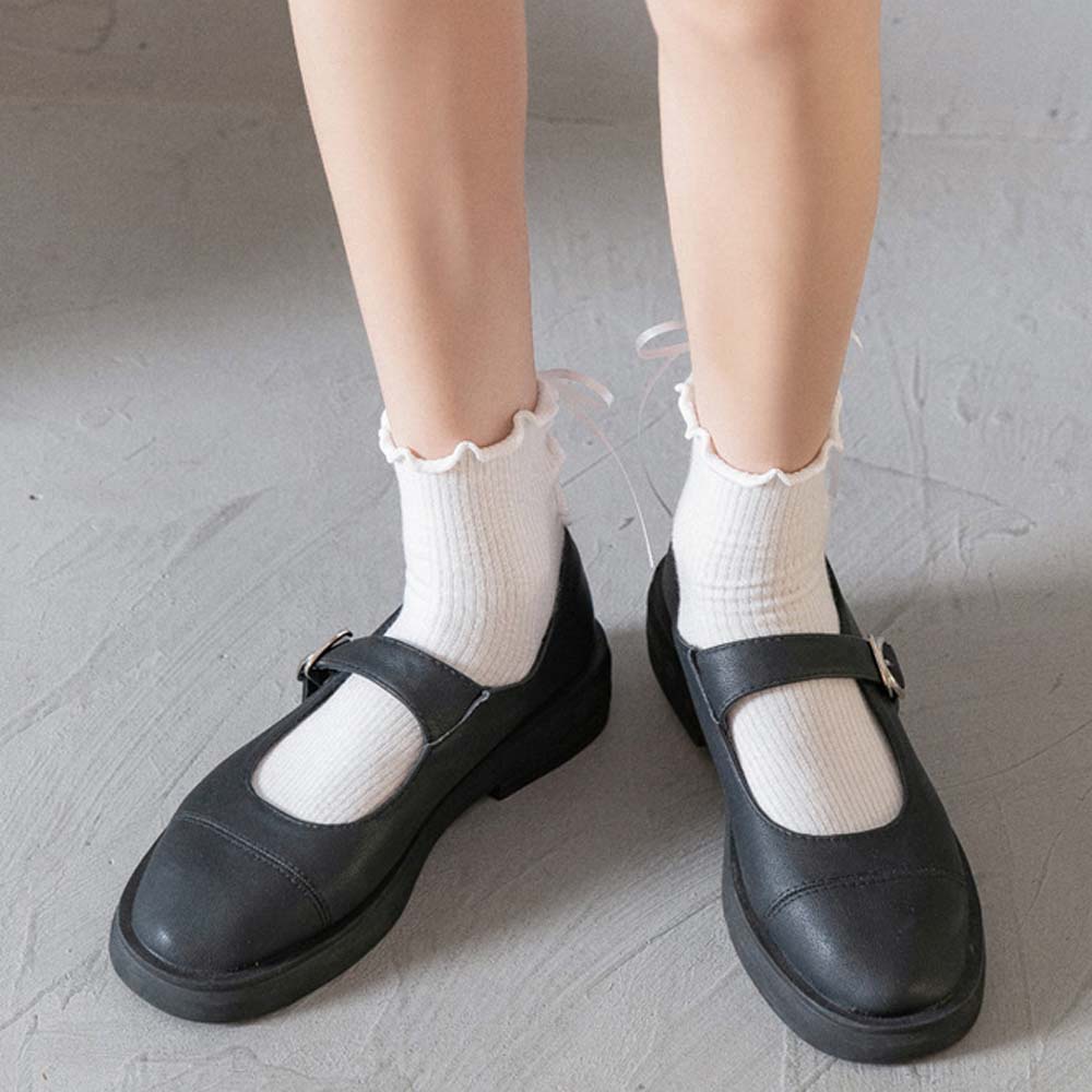 Đôi Vớ Cotton Màu Trắng / Đen Thời Trang Mùa Hè Cho Nữ