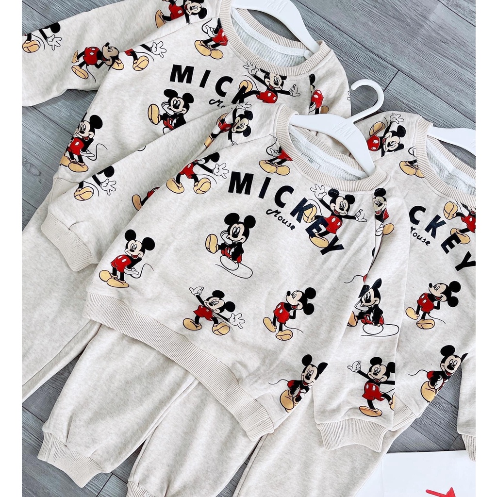 Đồ bộ bé trai nỉ da cá Mickey hàng xuất xịn chất nỉ mềm đẹp không bai xù