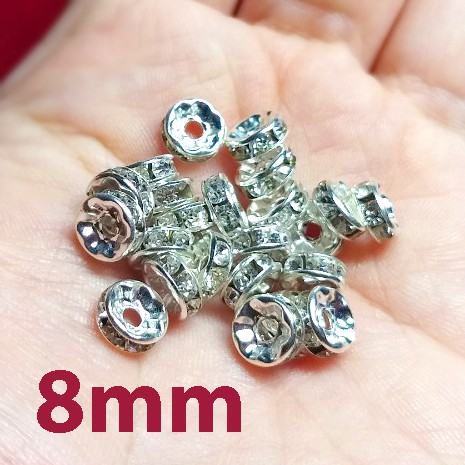 Gói 20 chặn soàn bánh xe Kim loại Mạ Đủ màu gắn hạt đá lấp lánh sáng đẹp làm trang sức thủ công