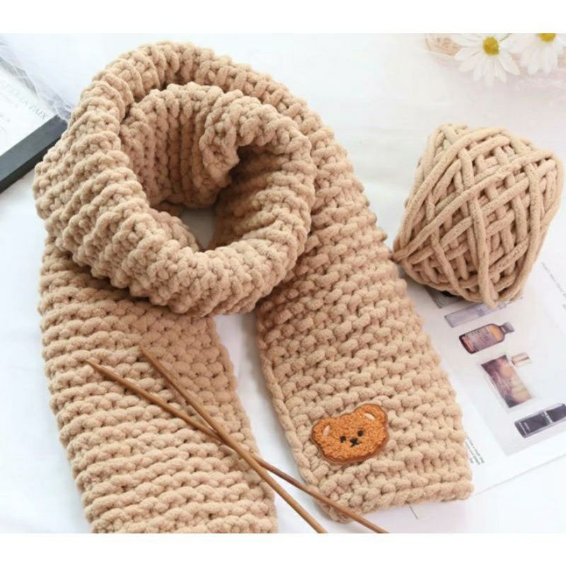 [Có video hướng dẫn] Set Đan khăn Len Bông Sữa choàng cổ Tự đan