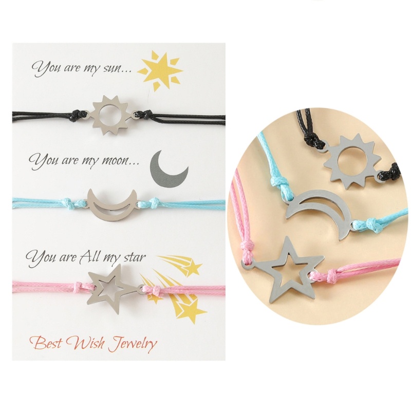 Flgo Vòng Tay Bện Dây Mặt Trời Mặt Trăng Ngôi Sao Sáng Tạo Cho Bạn Trai Bé Gái