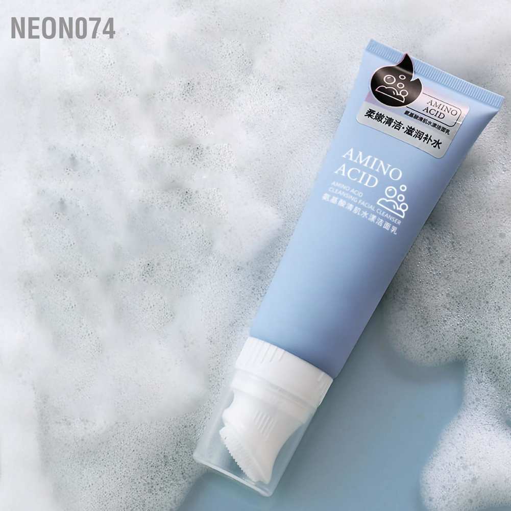 Neon074 Amino Acid Facial Cleanser Pore Cleansing Oil Control Face Wash with Massage Brush Head 4.2oz