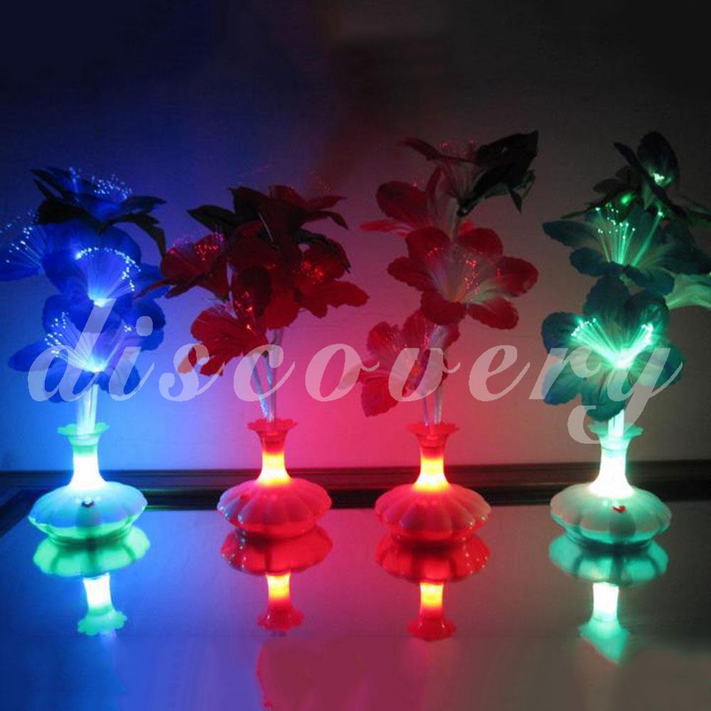 LED Fiber Flower Vase Kapok Vase Shaped Fiber Optic Lamp