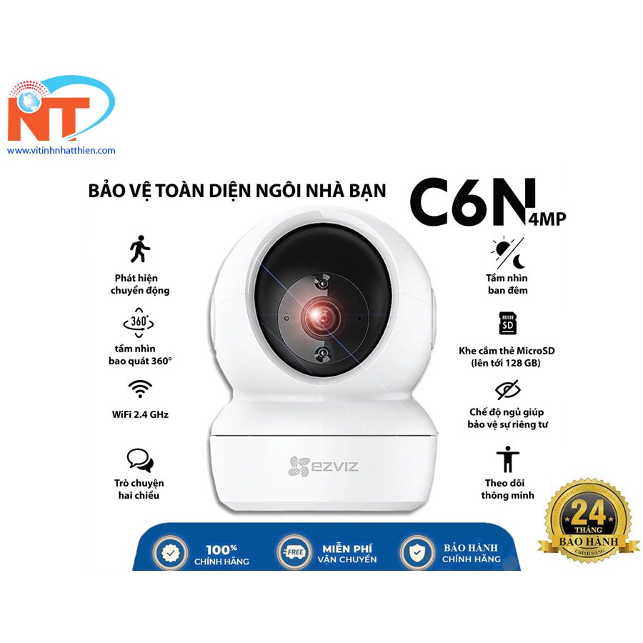 Camera Wifi Ezviz C6W Siêu Nét 4Mp 1440p 2K , EZVIZ C6N 4Mp, Ezviz TY2, Ezviz C6CN AI - Hàng Chính Hãng