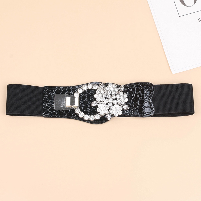 Thắt Lưng Da PU Bản Rộng Màu Trơn Co Giãn Phong Cách Gothic Thời Trang Cho Nữ