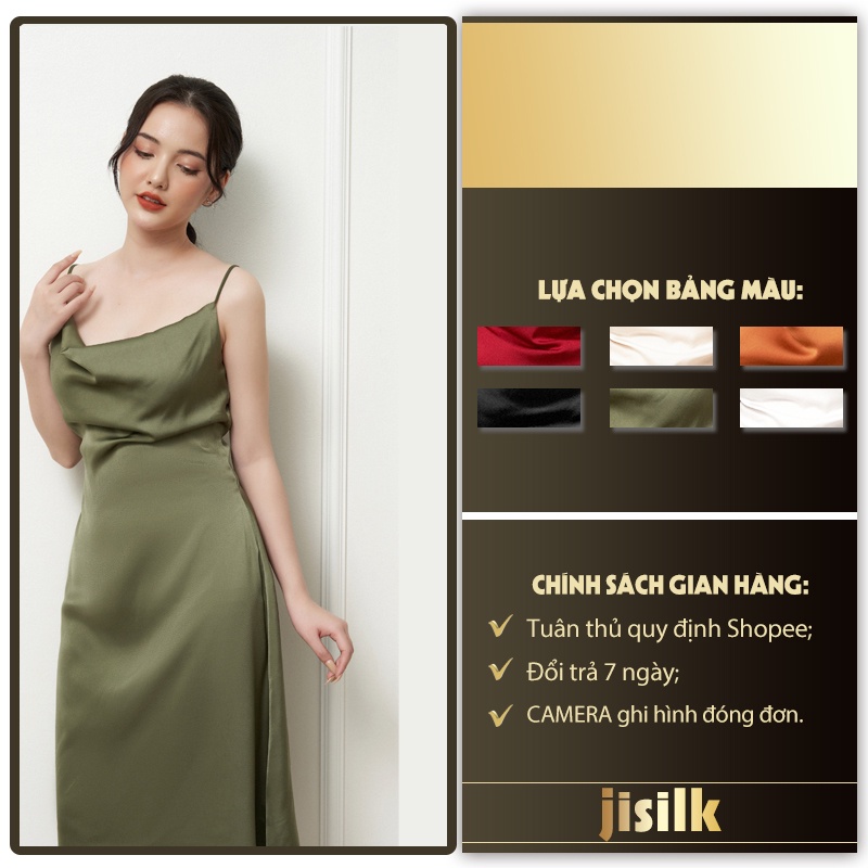 Đầm dự tiệc lụa sang trọng dạ hội lụa đi biển cổ đổ Partyqueen jisilk L.V2D-03 | BigBuy360 - bigbuy360.vn