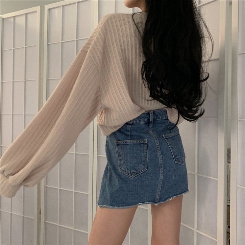 Áo thun tay bồng cổ tim 5 màu siêu đẹp