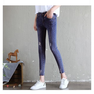 Quần jean 9 tấc nữ 💖FREESHIP💖 Quần lững nữ chất bò co giãn