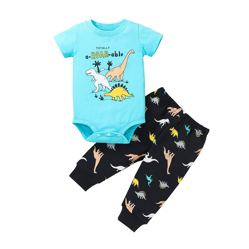 Bộ Đồ Quần Áo Bé Trai Body Tay Ngắn Hoạt Hình Bodysuit Liền Thân Và Quần Dài Set Thời Trang Cho Bé Trẻ em Sơ Sinh 0-24 Tháng